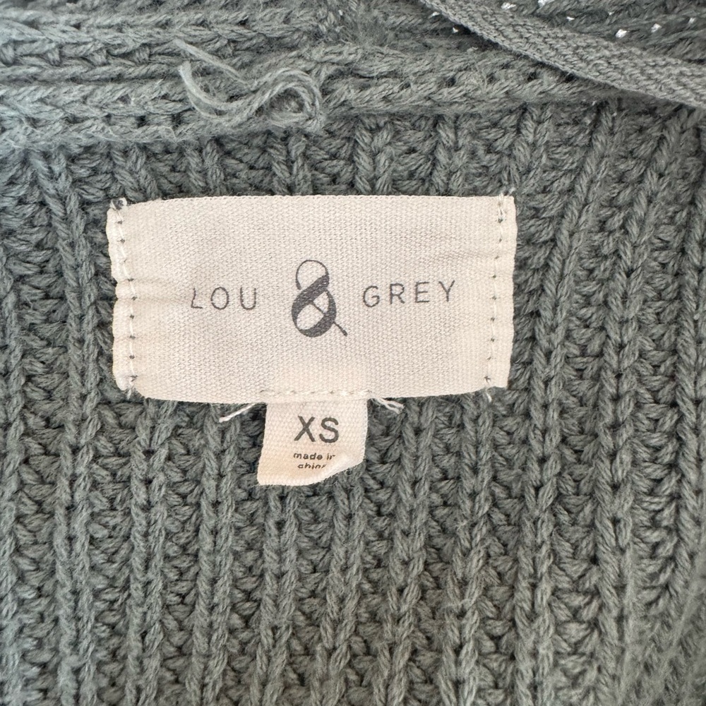Lou & Grey Sage Green Open-Front Cotton Knit Cardigan Sweater – XS - Picture 8 of 9